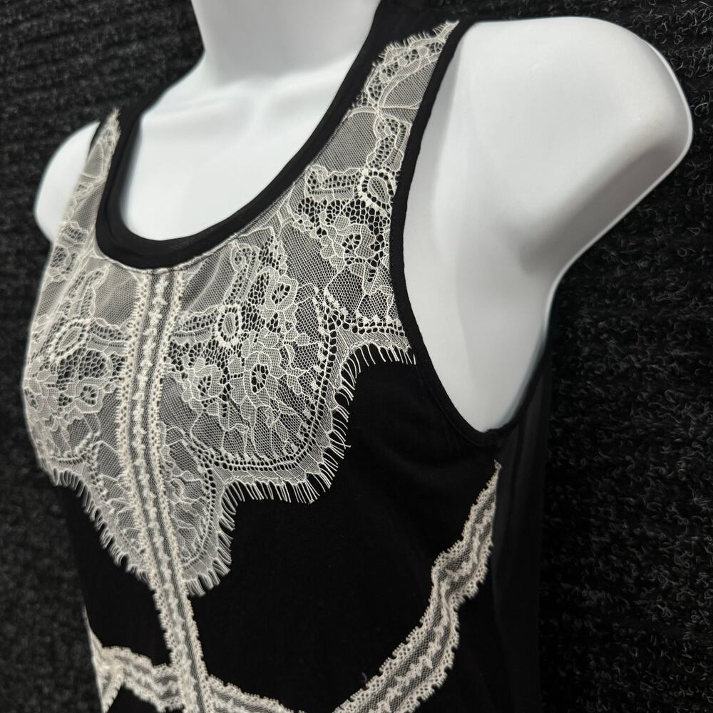 Karen Millen White Lace Tank Top Size 2 Romantic Sheer Black - Picture 6 of 10